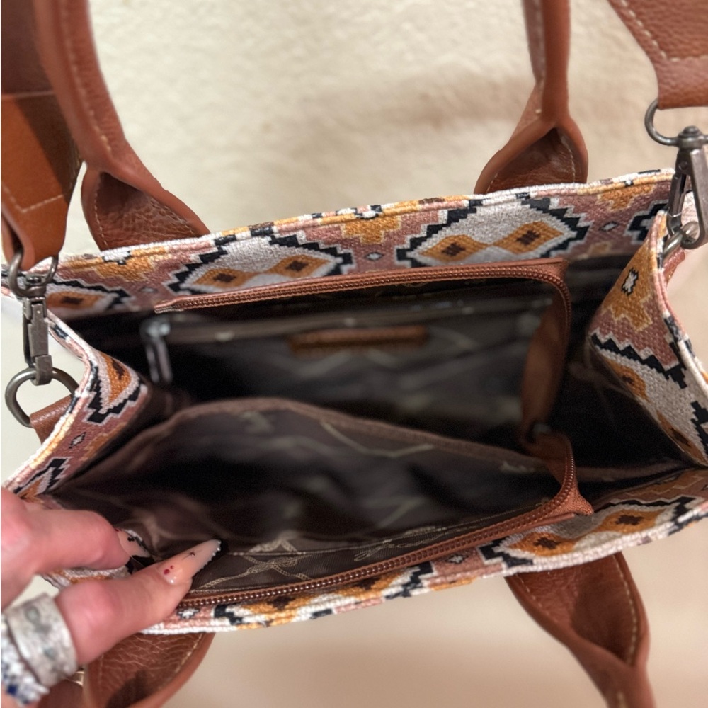 Wrangler Southwestern Print Cros Body Canvas Mini Tote - Picture 6 of 7